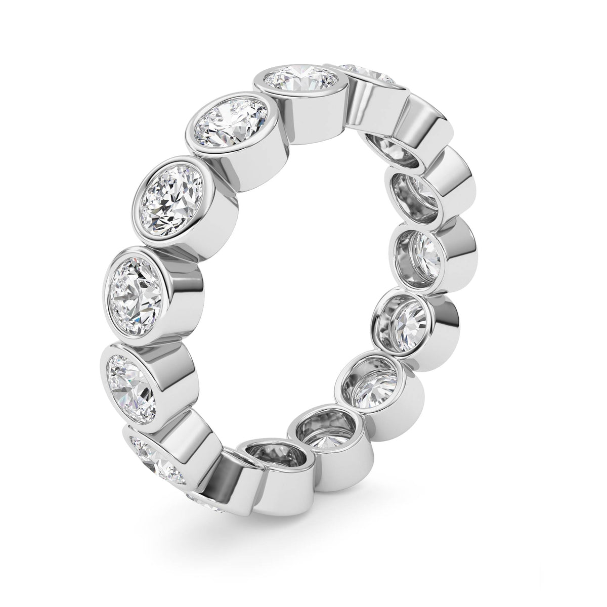 3.3CTW Round Lab-Grown Diamond Bezel Eternity Band Ring - Size 9