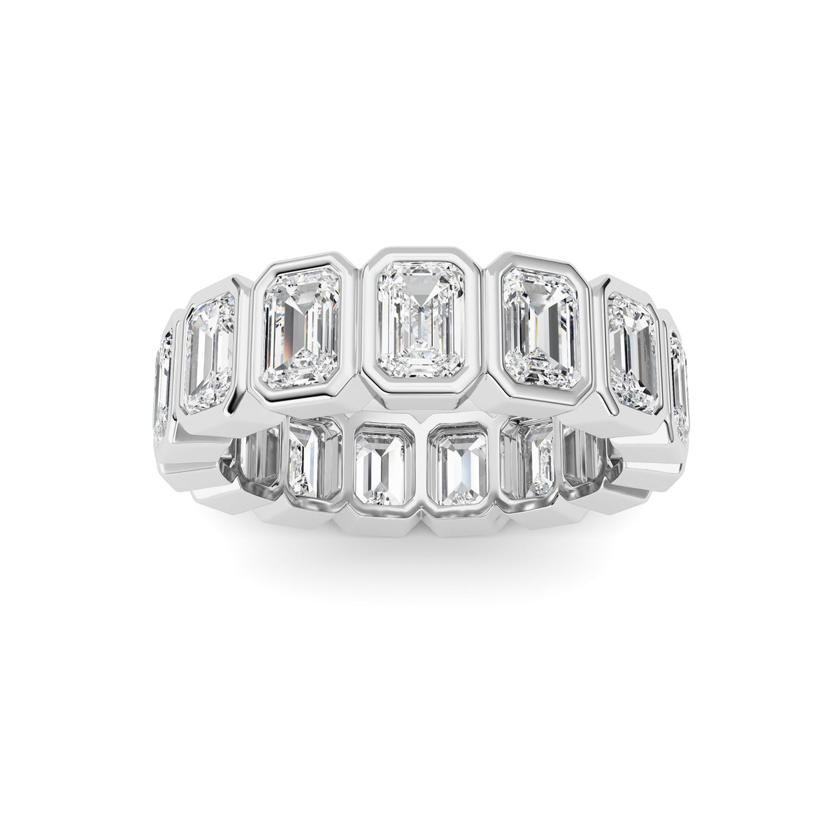 3.75CTW Emerald Lab-Grown Diamond Bezel Eternity Band Ring 15 Stones
