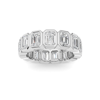 3.75CTW Emerald Lab-Grown Diamond Bezel Eternity Band Ring 15 Stones