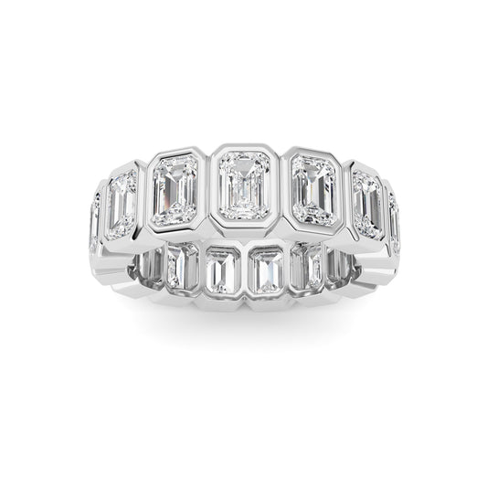 3.75CTW Emerald Lab-Grown Diamond Bezel Eternity Band Ring 15 Stones