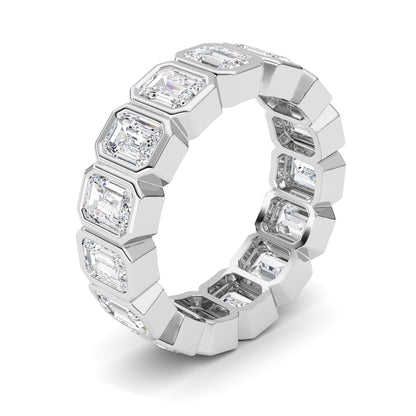 3.75CTW Emerald Lab-Grown Diamond Bezel Eternity Band Ring 15 Stones