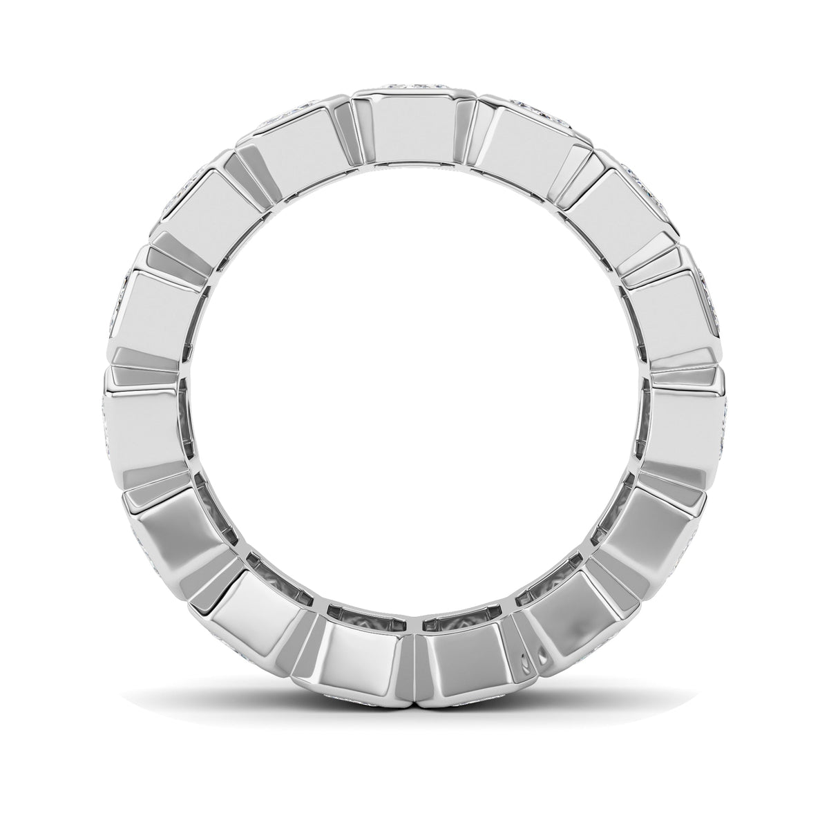 3.75CTW Emerald Lab-Grown Diamond Bezel Eternity Band Ring 15 Stones