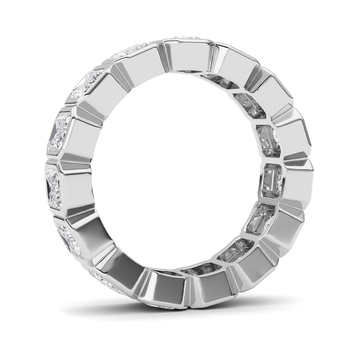 3.75CTW Emerald Lab-Grown Diamond Bezel Eternity Band Ring 15 Stones