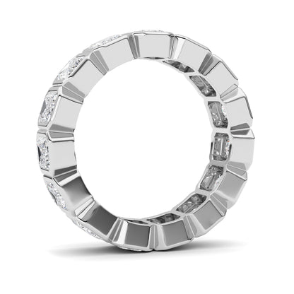 3.75CTW Emerald Lab-Grown Diamond Bezel Eternity Band Ring 15 Stones