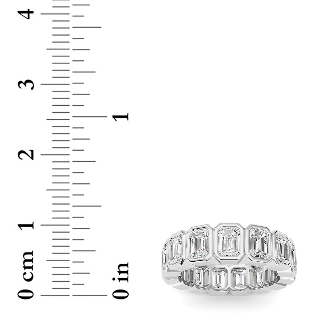 3.75CTW Emerald Lab-Grown Diamond Bezel Eternity Band Ring 15 Stones