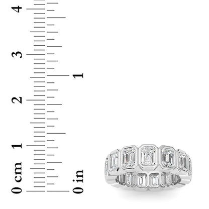 3.75CTW Emerald Lab-Grown Diamond Bezel Eternity Band Ring 15 Stones
