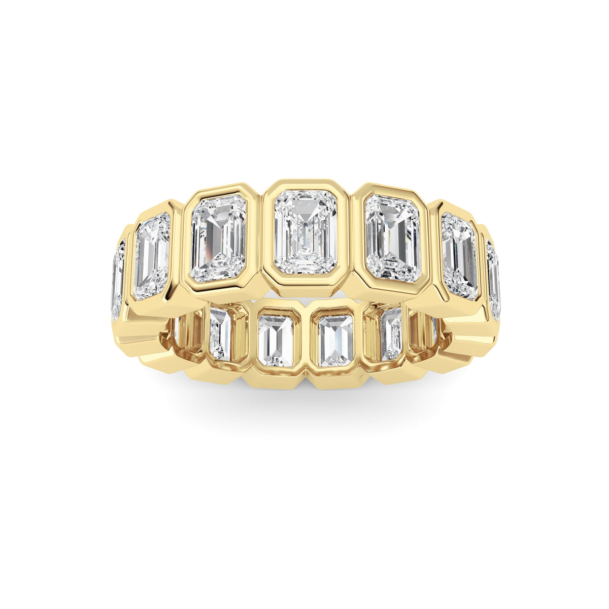 3.75CTW Emerald Lab-Grown Diamond Bezel Eternity Band Ring 15 Stones