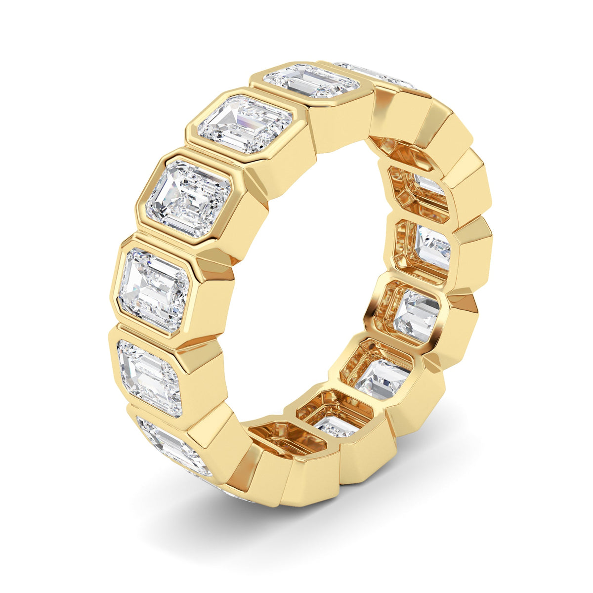 3.75CTW Emerald Lab-Grown Diamond Bezel Eternity Band Ring 15 Stones
