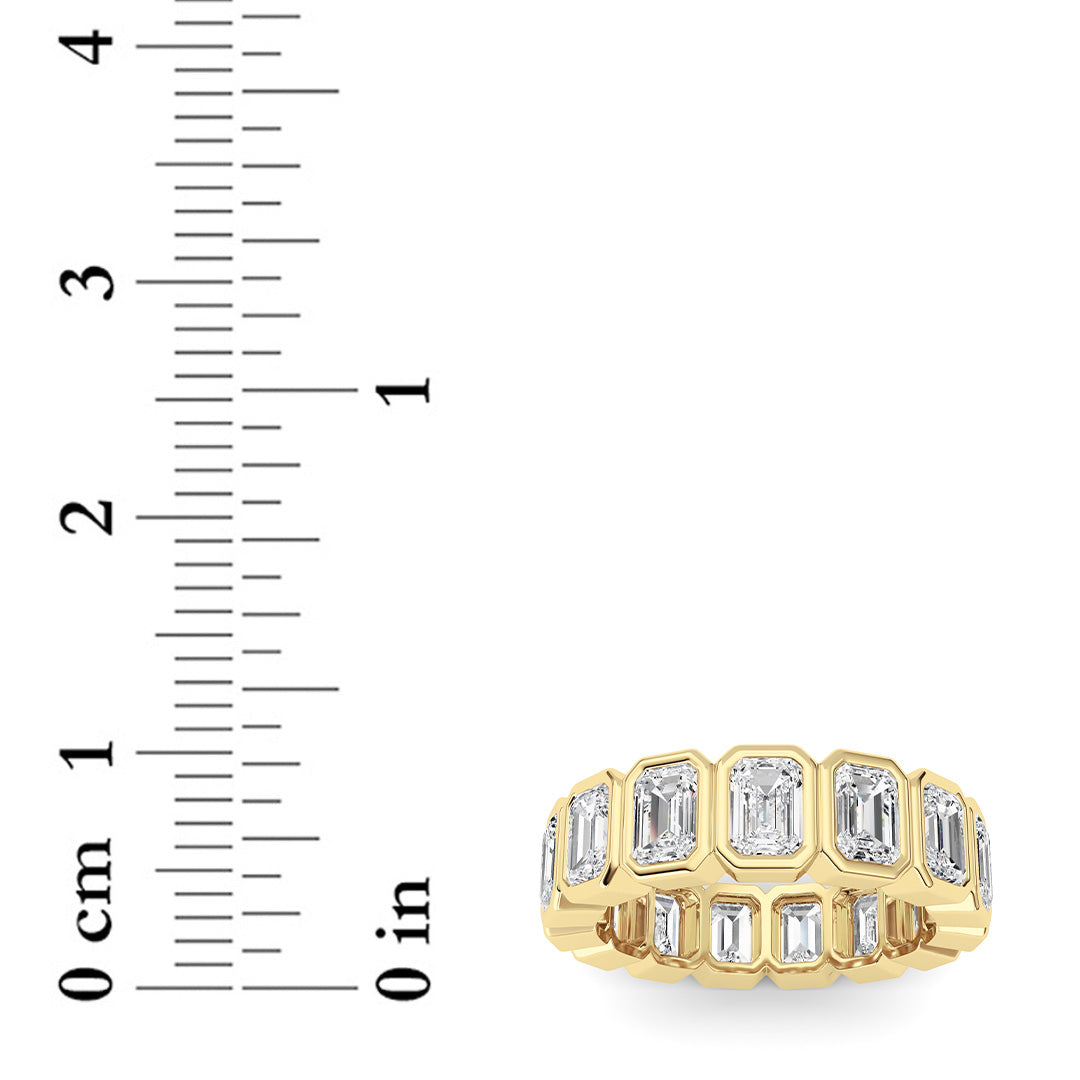 3.75CTW Emerald Lab-Grown Diamond Bezel Eternity Band Ring 15 Stones