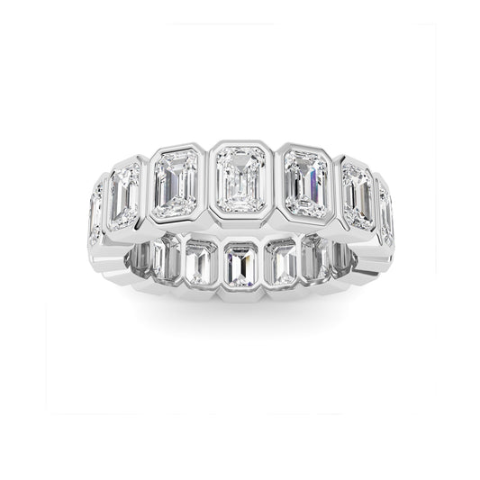 4CTW Emerald Lab-Grown Diamond Bezel Eternity Band Ring