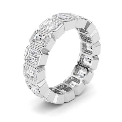 4CTW Emerald Lab-Grown Diamond Bezel Eternity Band Ring