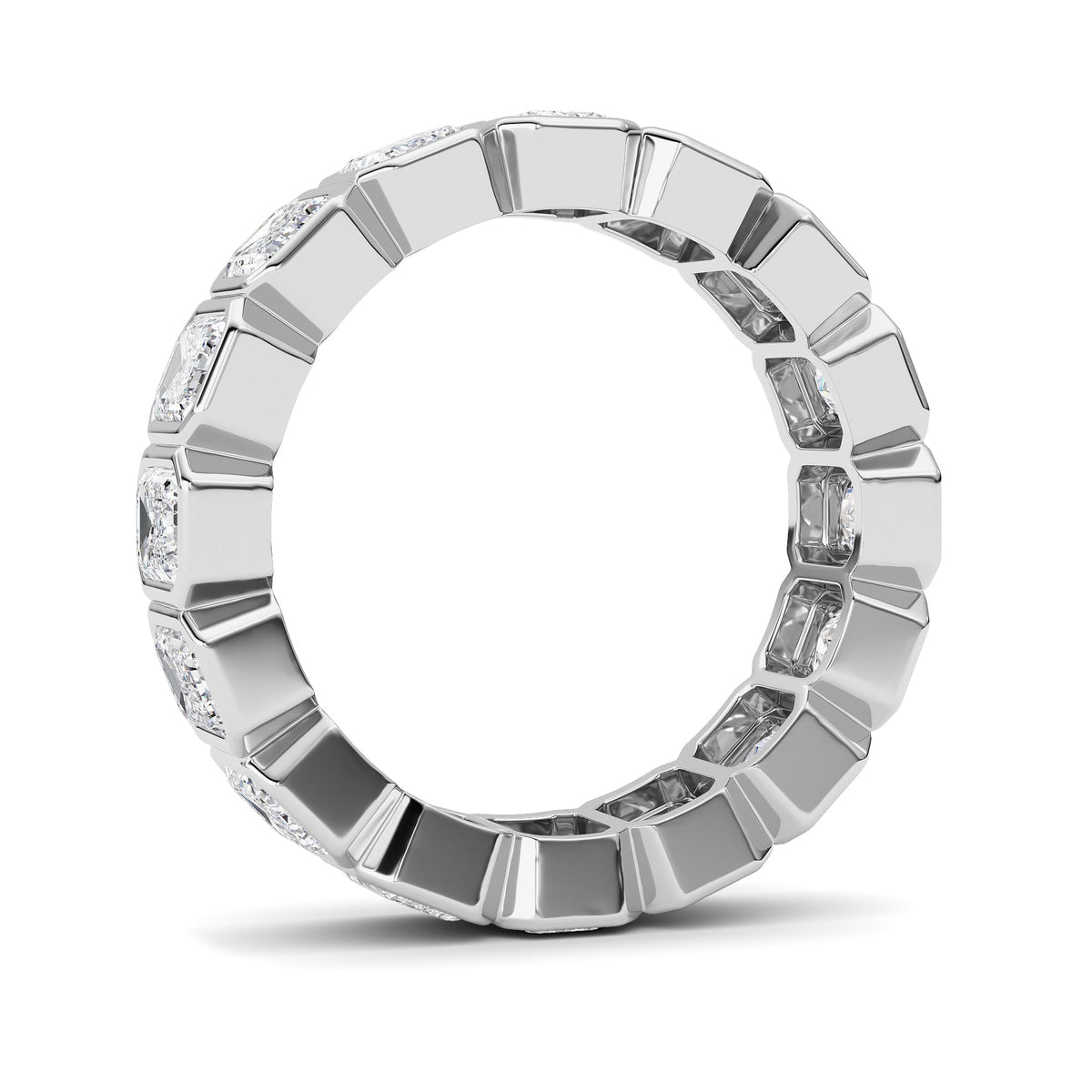 4CTW Emerald Lab-Grown Diamond Bezel Eternity Band Ring