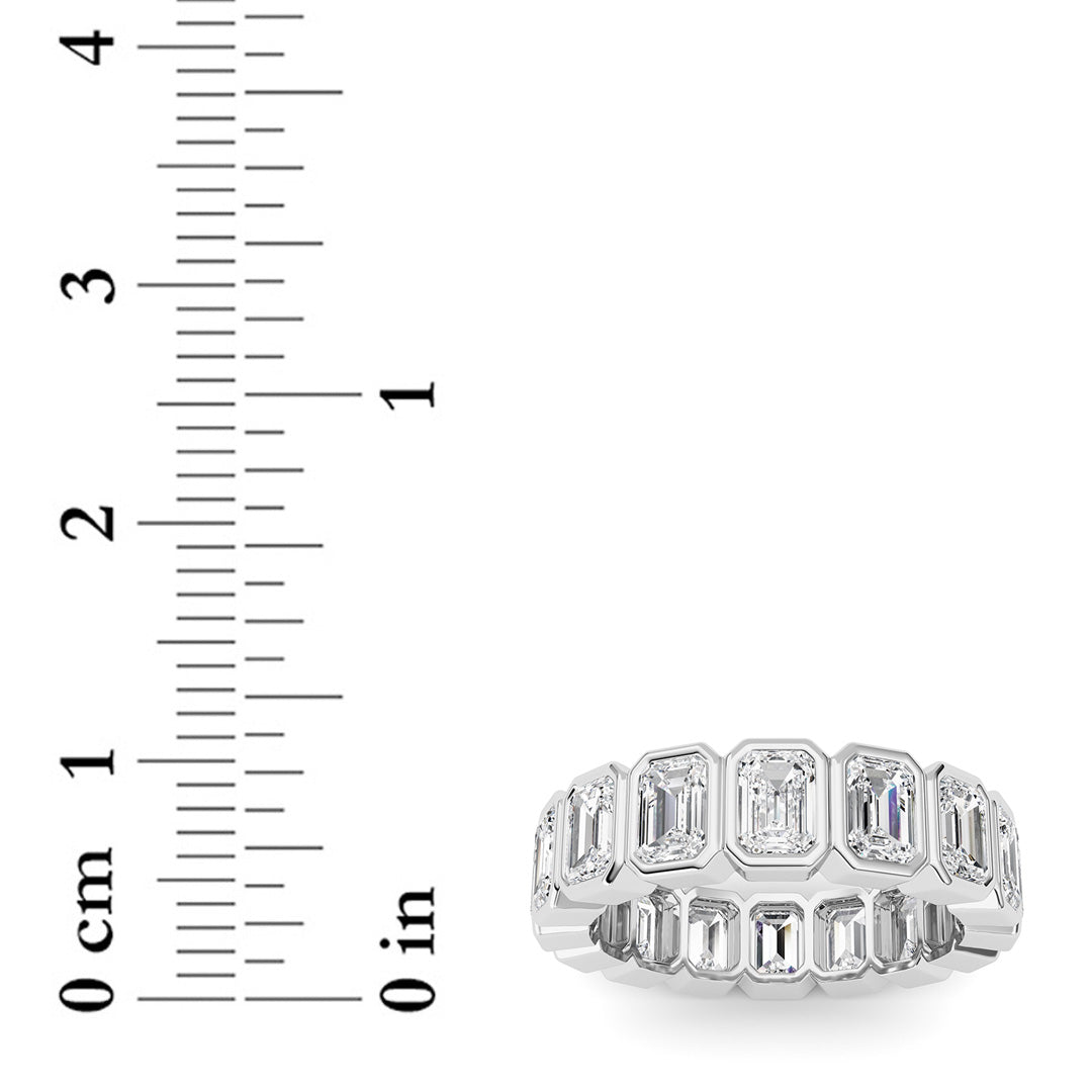 4CTW Emerald Lab-Grown Diamond Bezel Eternity Band Ring