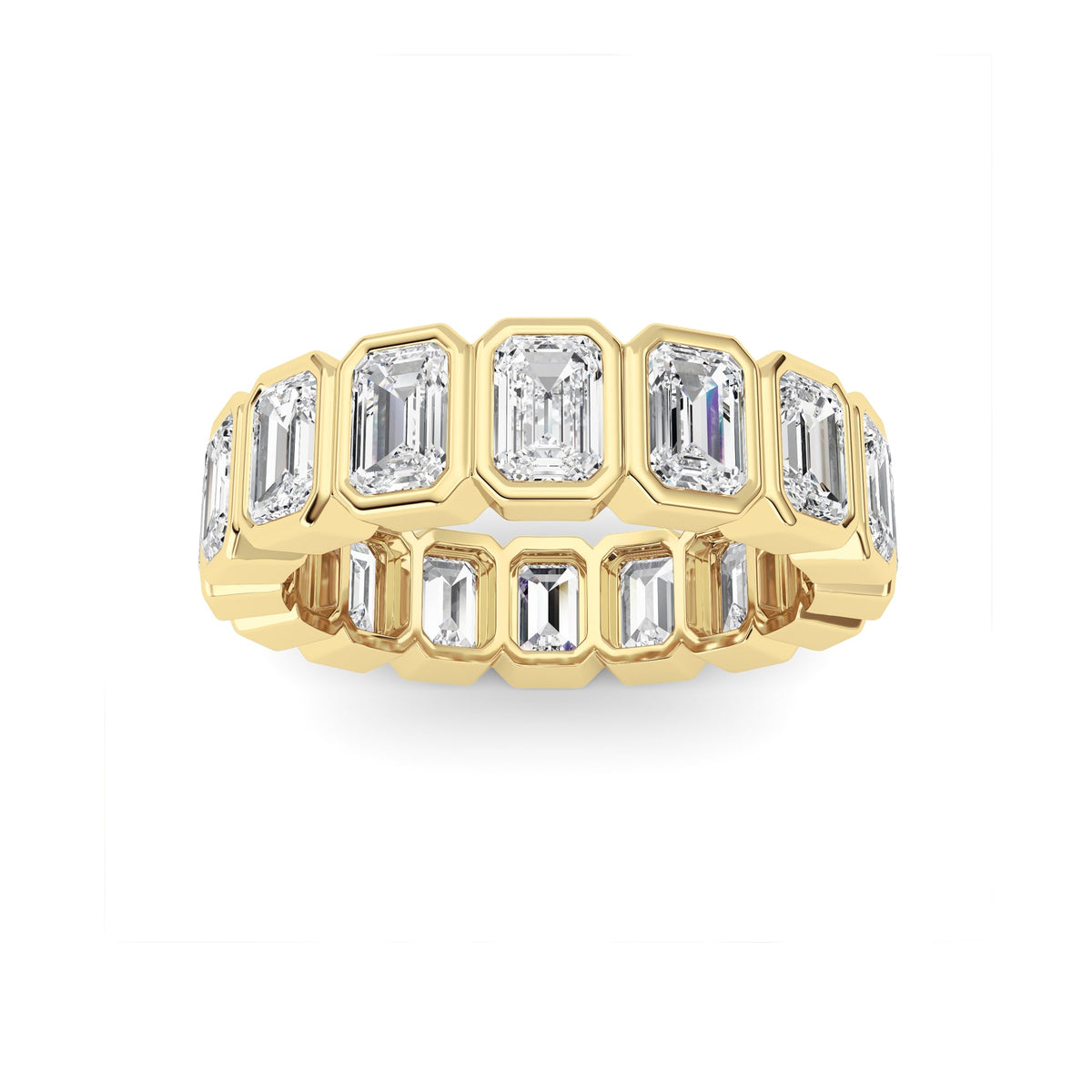 4CTW Emerald Lab-Grown Diamond Bezel Eternity Band Ring