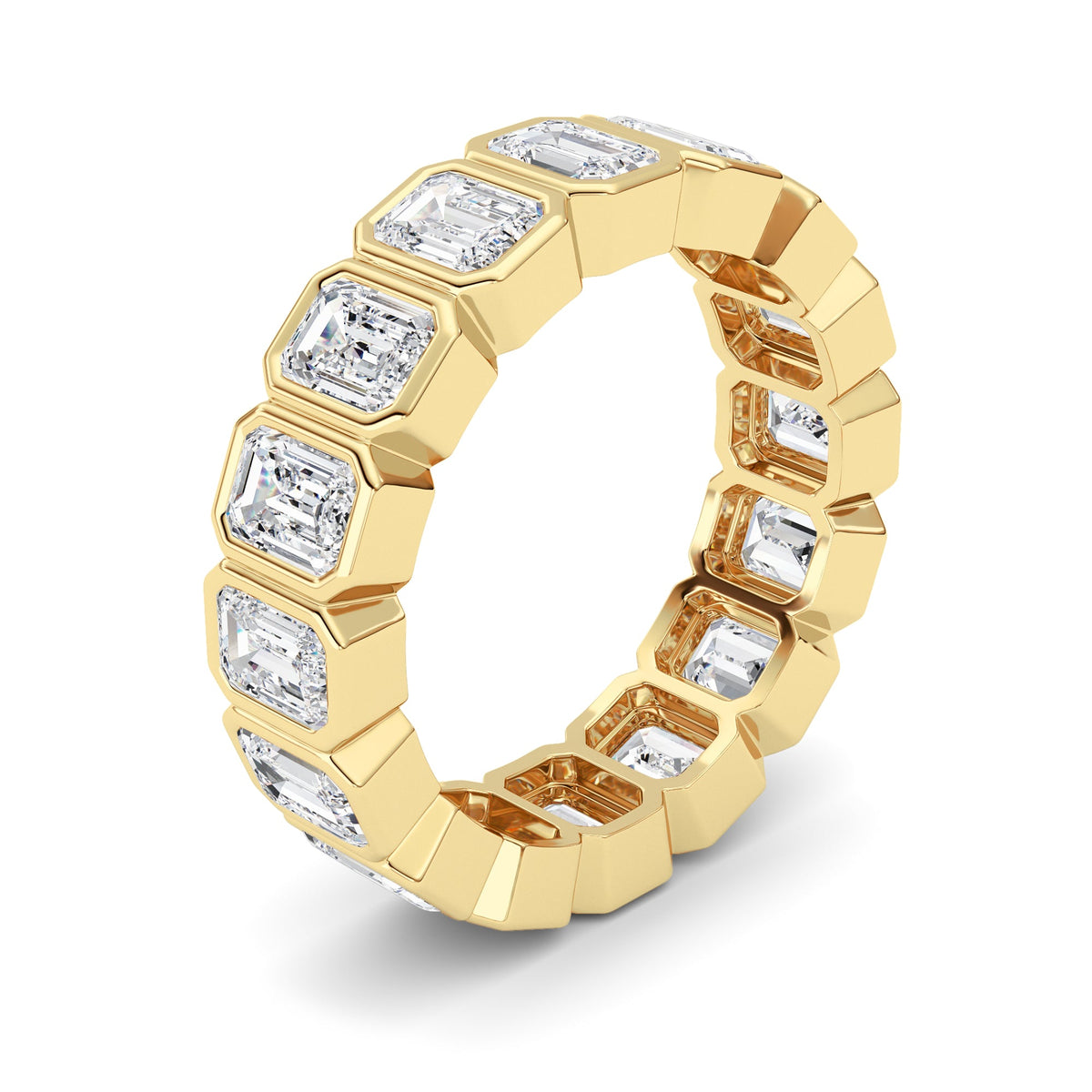4CTW Emerald Lab-Grown Diamond Bezel Eternity Band Ring