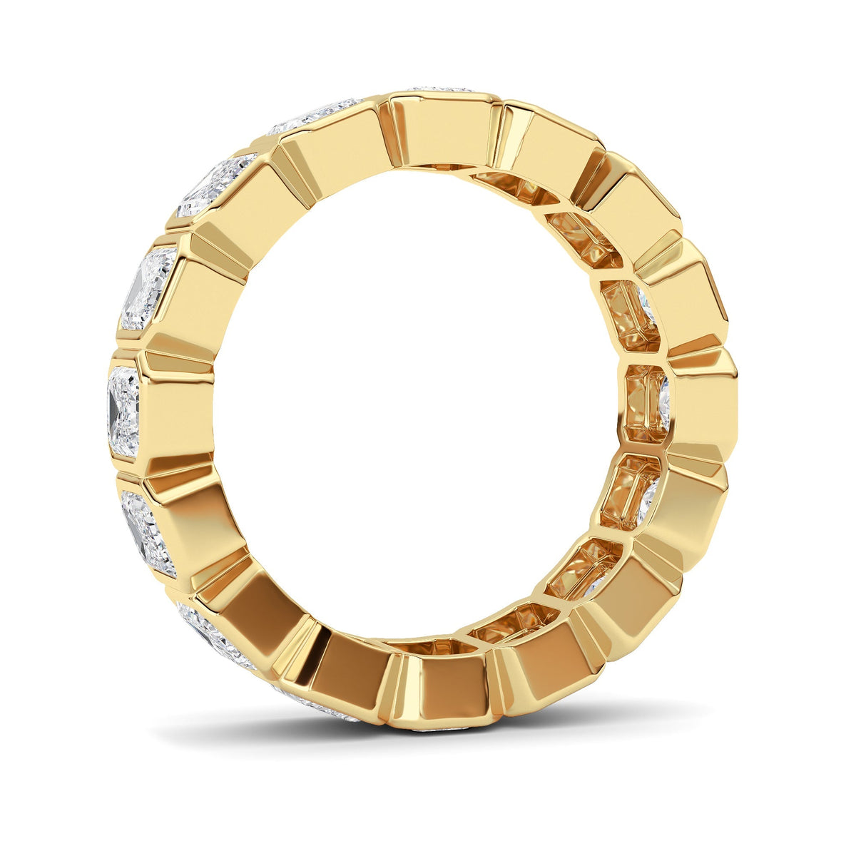 4CTW Emerald Lab-Grown Diamond Bezel Eternity Band Ring
