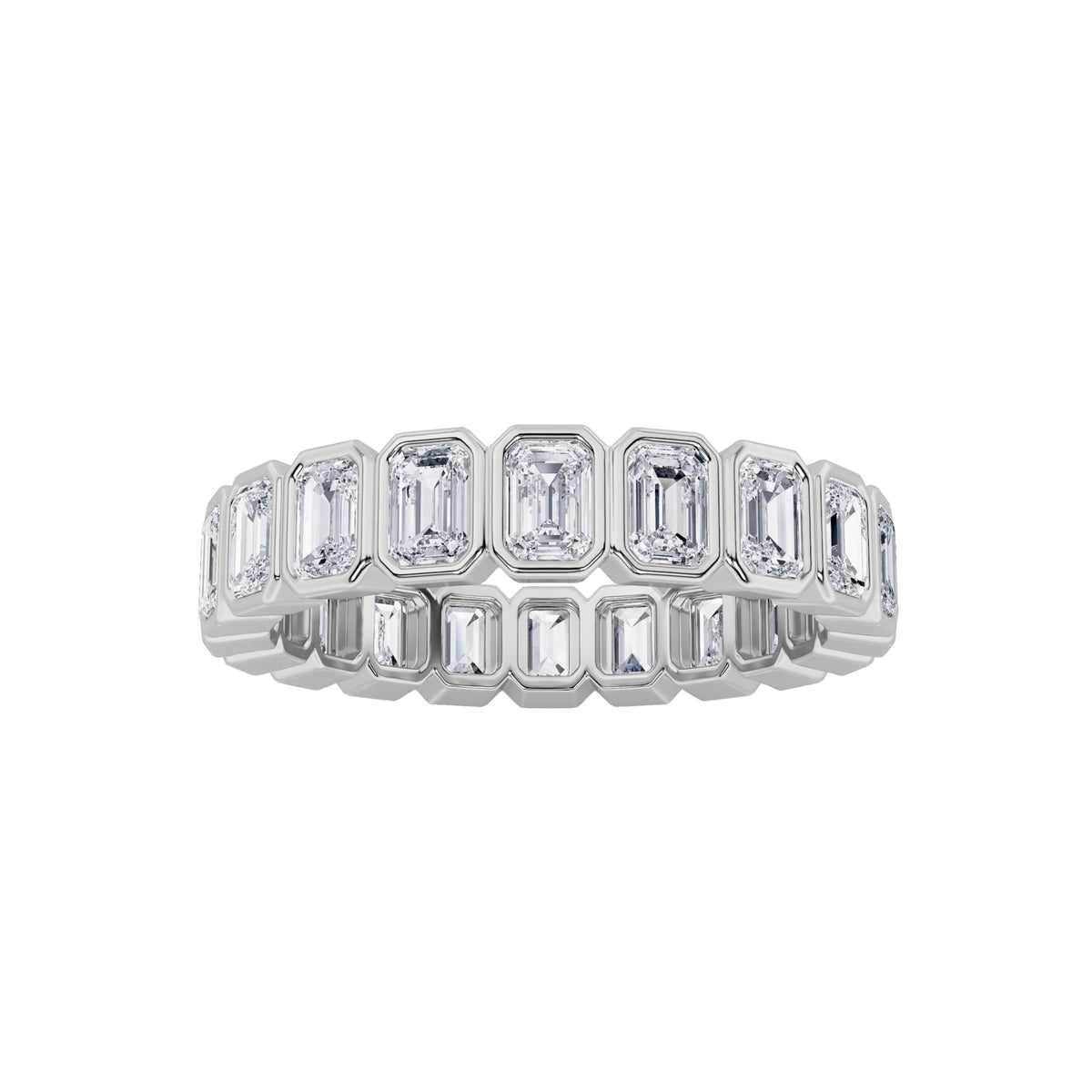 4.25CTW Emerald Lab-Grown Diamond Bezel Eternity Band Ring 17 Stones