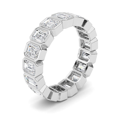 4.25CTW Emerald Lab-Grown Diamond Bezel Eternity Band Ring 17 Stones