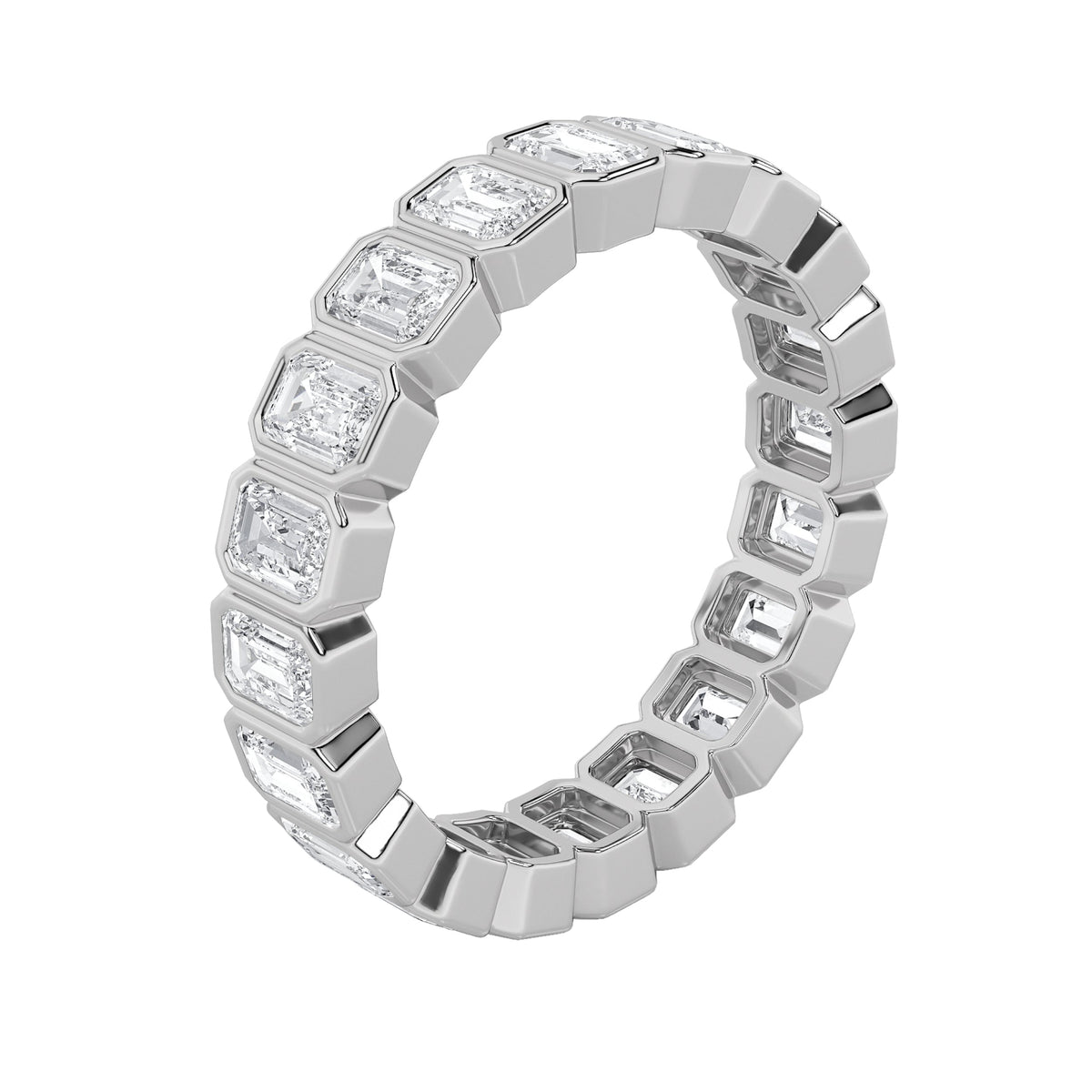 4.25CTW Emerald Lab-Grown Diamond Bezel Eternity Band Ring 17 Stones