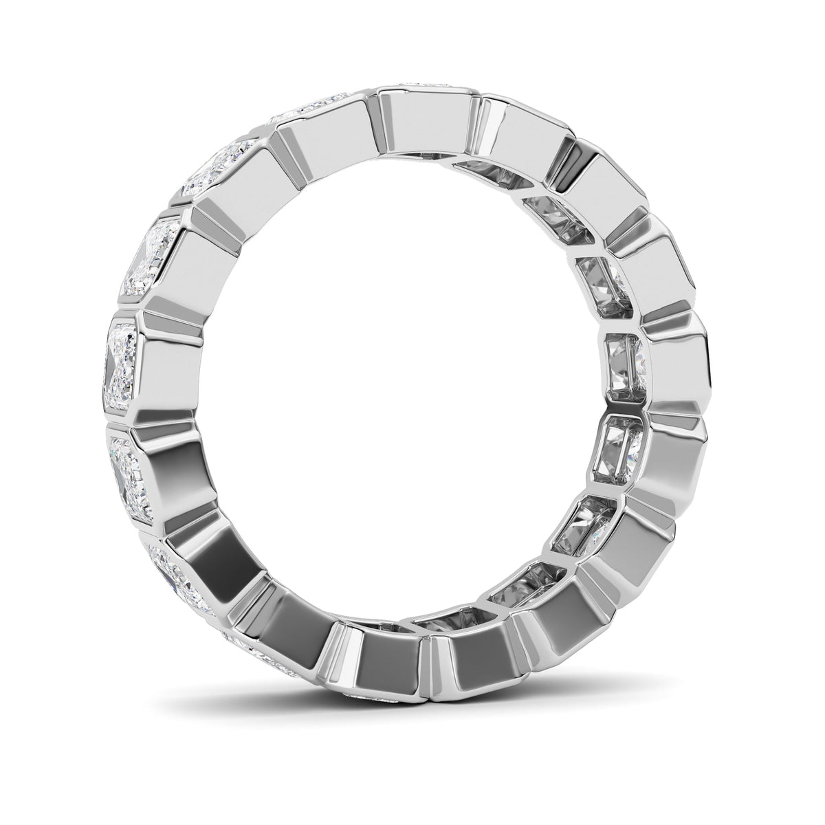 4.25CTW Emerald Lab-Grown Diamond Bezel Eternity Band Ring 17 Stones