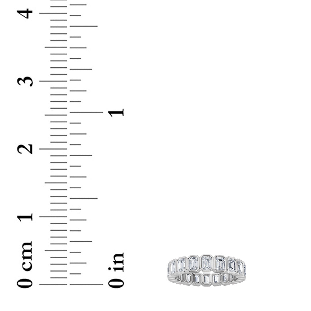 4.25CTW Emerald Lab-Grown Diamond Bezel Eternity Band Ring 17 Stones