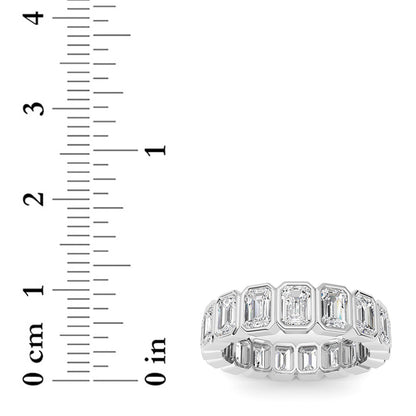 4.25CTW Emerald Lab-Grown Diamond Bezel Eternity Band Ring 17 Stones