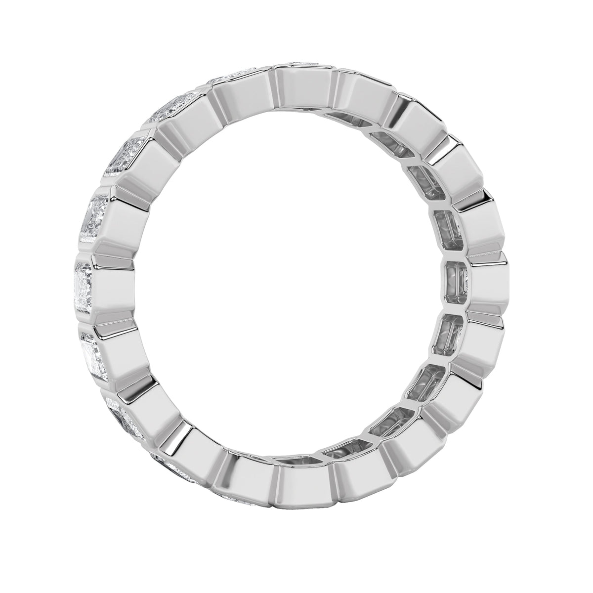 4.25CTW Emerald Lab-Grown Diamond Bezel Eternity Band Ring 17 Stones