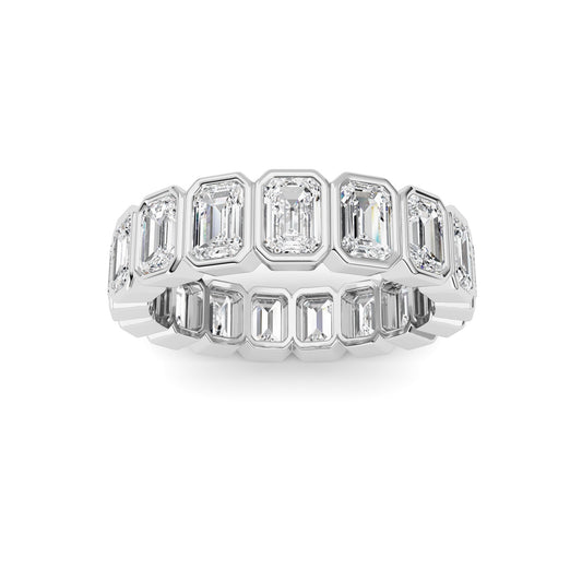 4.25CTW Emerald Lab-Grown Diamond Bezel Eternity Band Ring