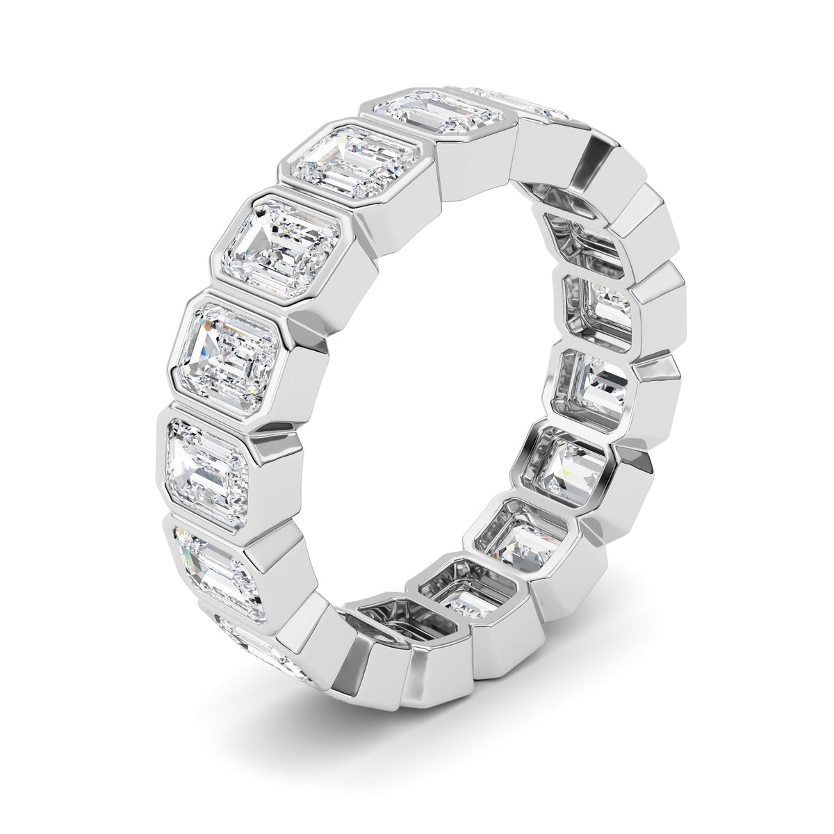 4.25CTW Emerald Lab-Grown Diamond Bezel Eternity Band Ring