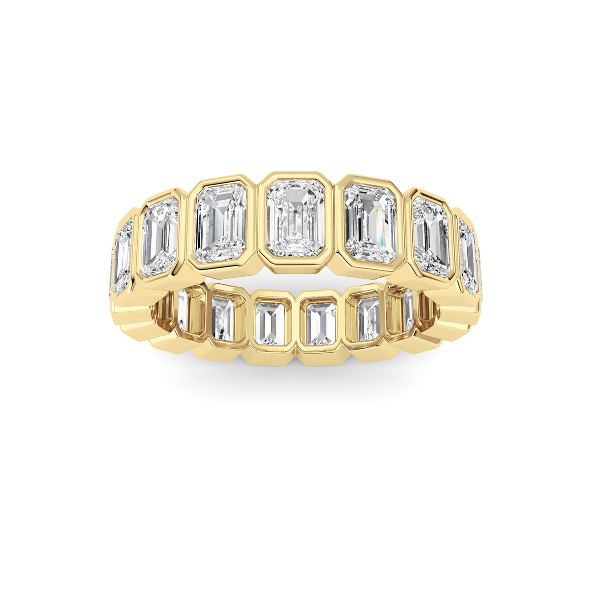 4.25CTW Emerald Lab-Grown Diamond Bezel Eternity Band Ring