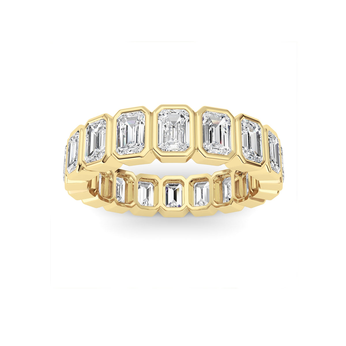 4.5CTW Emerald Lab-Grown Diamond Bezel Eternity Band Ring