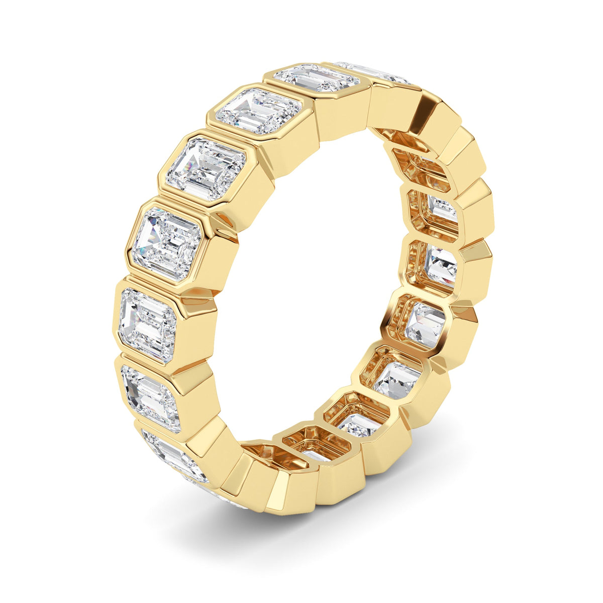 4.5CTW Emerald Lab-Grown Diamond Bezel Eternity Band Ring