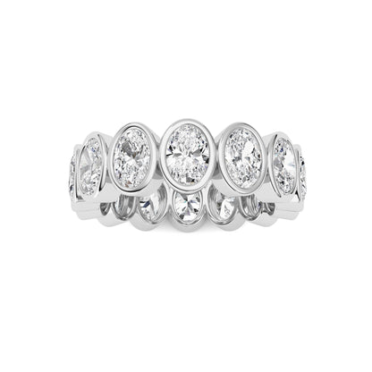 3.5CTW Oval Lab-Grown Diamond Bezel Eternity Band Ring 14 Stones