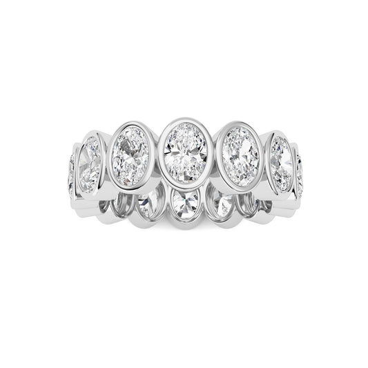 3.5CTW Oval Lab-Grown Diamond Bezel Eternity Band Ring 14 Stones