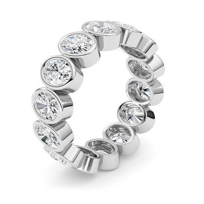3.5CTW Oval Lab-Grown Diamond Bezel Eternity Band Ring 14 Stones