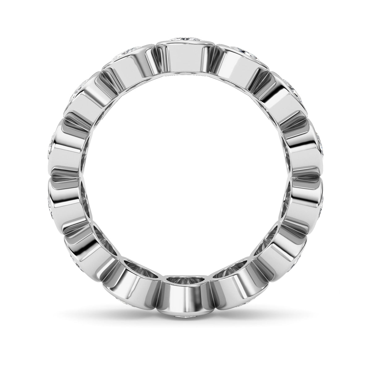 3.5CTW Oval Lab-Grown Diamond Bezel Eternity Band Ring 14 Stones