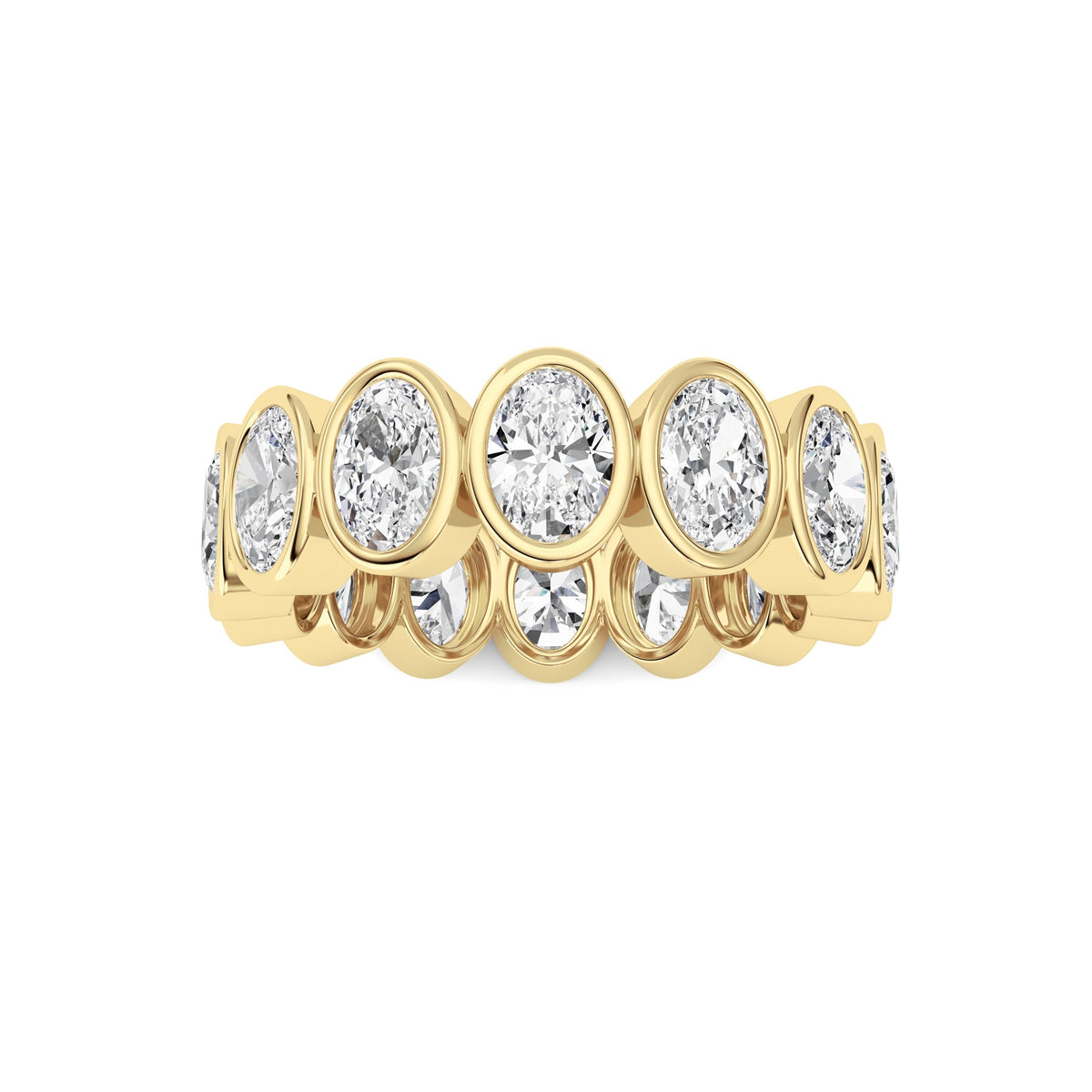 3.5CTW Oval Lab-Grown Diamond Bezel Eternity Band Ring 14 Stones