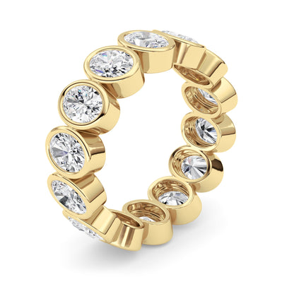 3.5CTW Oval Lab-Grown Diamond Bezel Eternity Band Ring 14 Stones