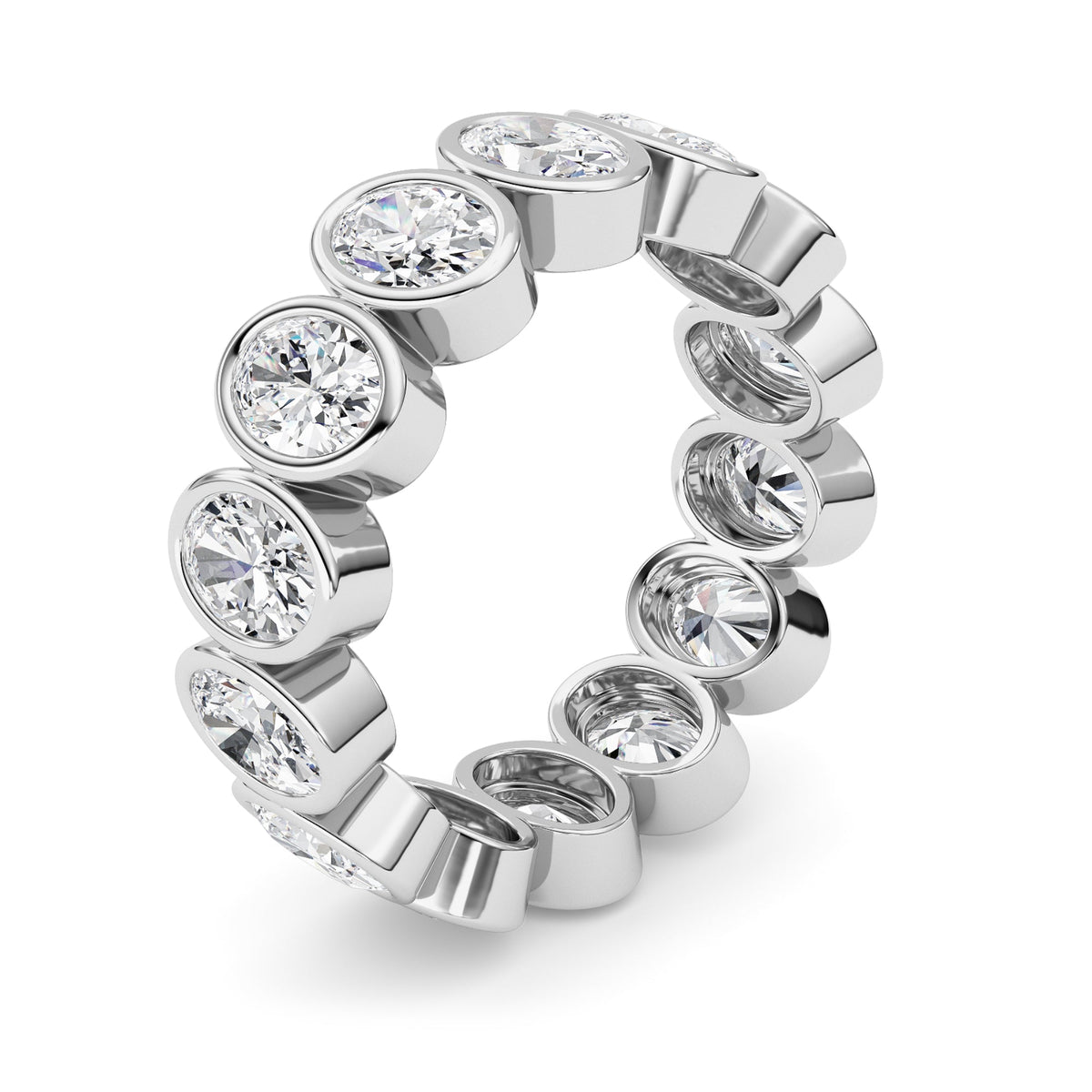 3.5CTW Oval Lab-Grown Diamond Bezel Eternity Band Ring