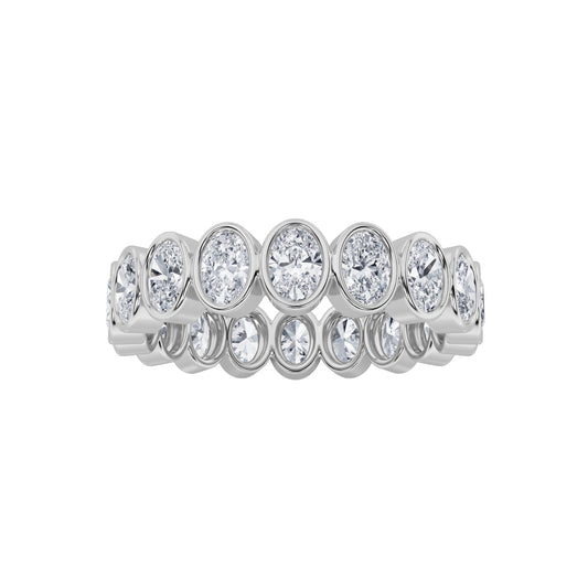 3.75CTW Oval Lab-Grown Diamond Bezel Eternity Band Ring 15 Stones