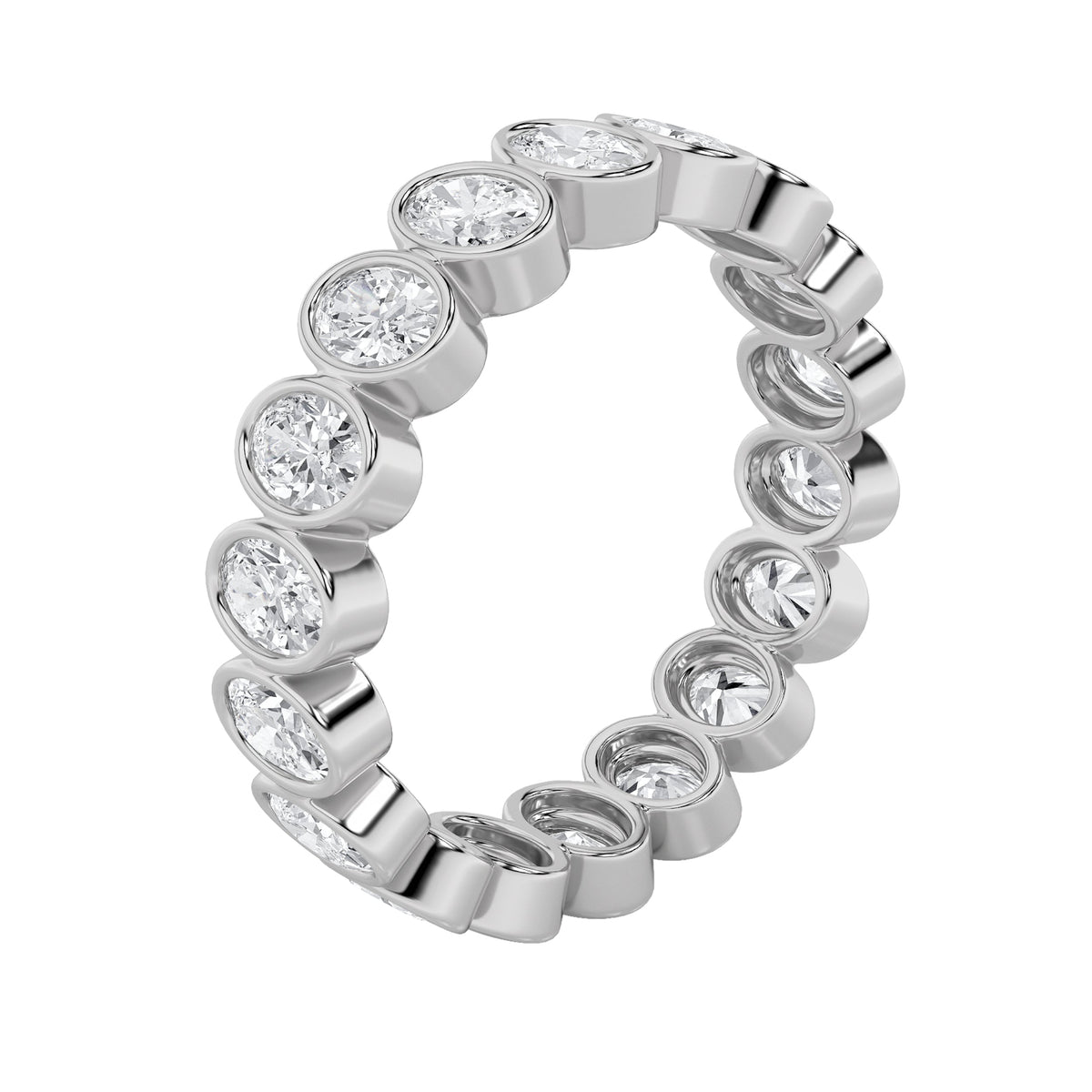 3.75CTW Oval Lab-Grown Diamond Bezel Eternity Band Ring 15 Stones
