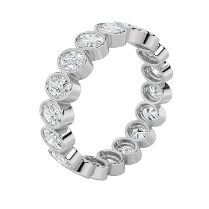 3.75CTW Oval Lab-Grown Diamond Bezel Eternity Band Ring 15 Stones