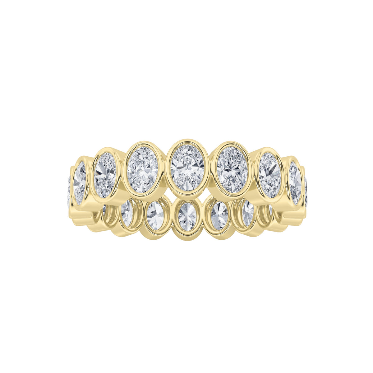 3.75CTW Oval Lab-Grown Diamond Bezel Eternity Band Ring 15 Stones