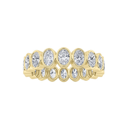 3.75CTW Oval Lab-Grown Diamond Bezel Eternity Band Ring 15 Stones