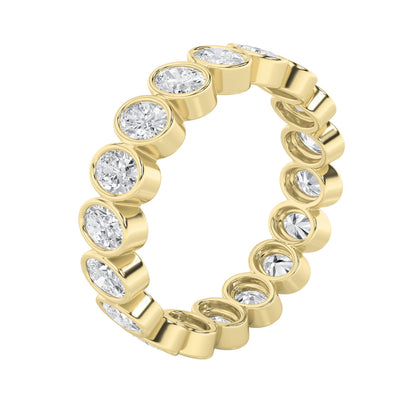 3.75CTW Oval Lab-Grown Diamond Bezel Eternity Band Ring 15 Stones