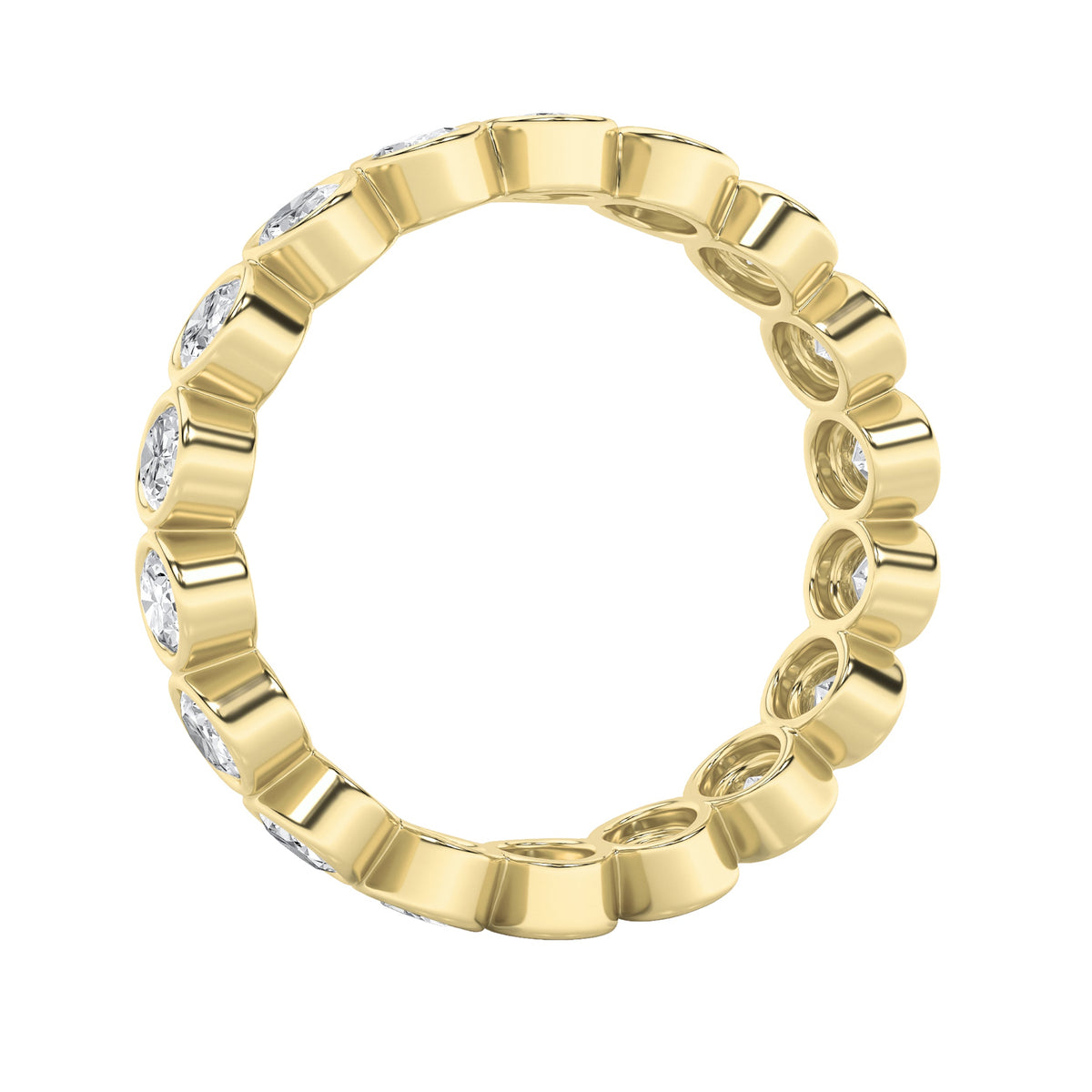 3.75CTW Oval Lab-Grown Diamond Bezel Eternity Band Ring 15 Stones