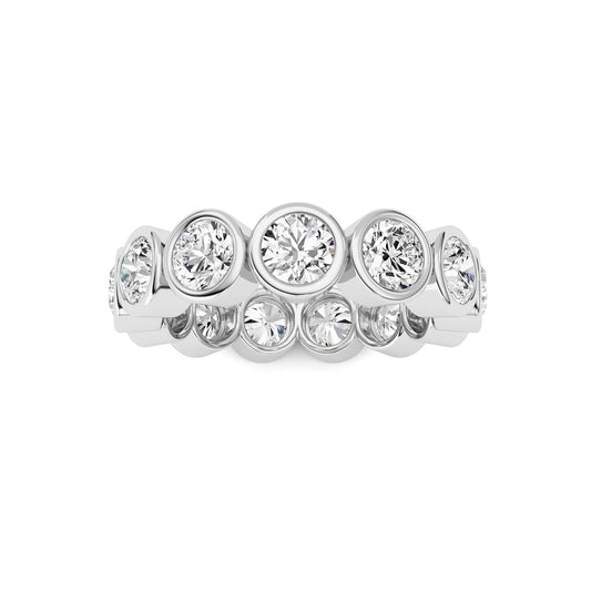 3.2CTW Round Lab-Grown Diamond Bezel Eternity Band Ring 13 Stones - Size 5