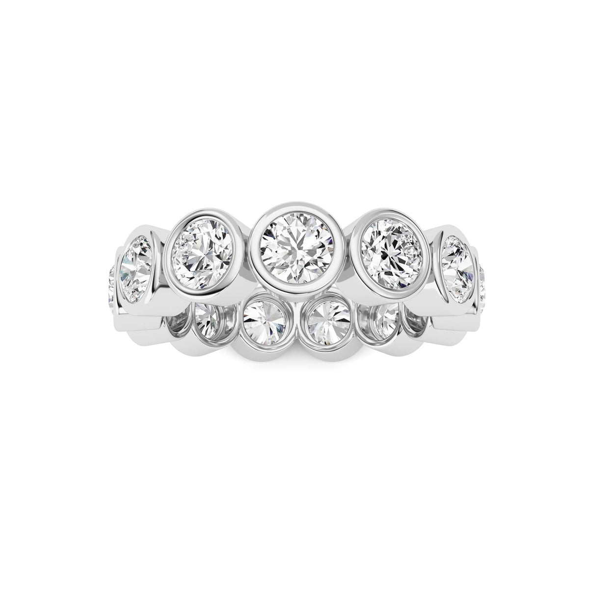 3.2CTW Round Lab-Grown Diamond Bezel Eternity Band Ring 13 Stones - Size 6