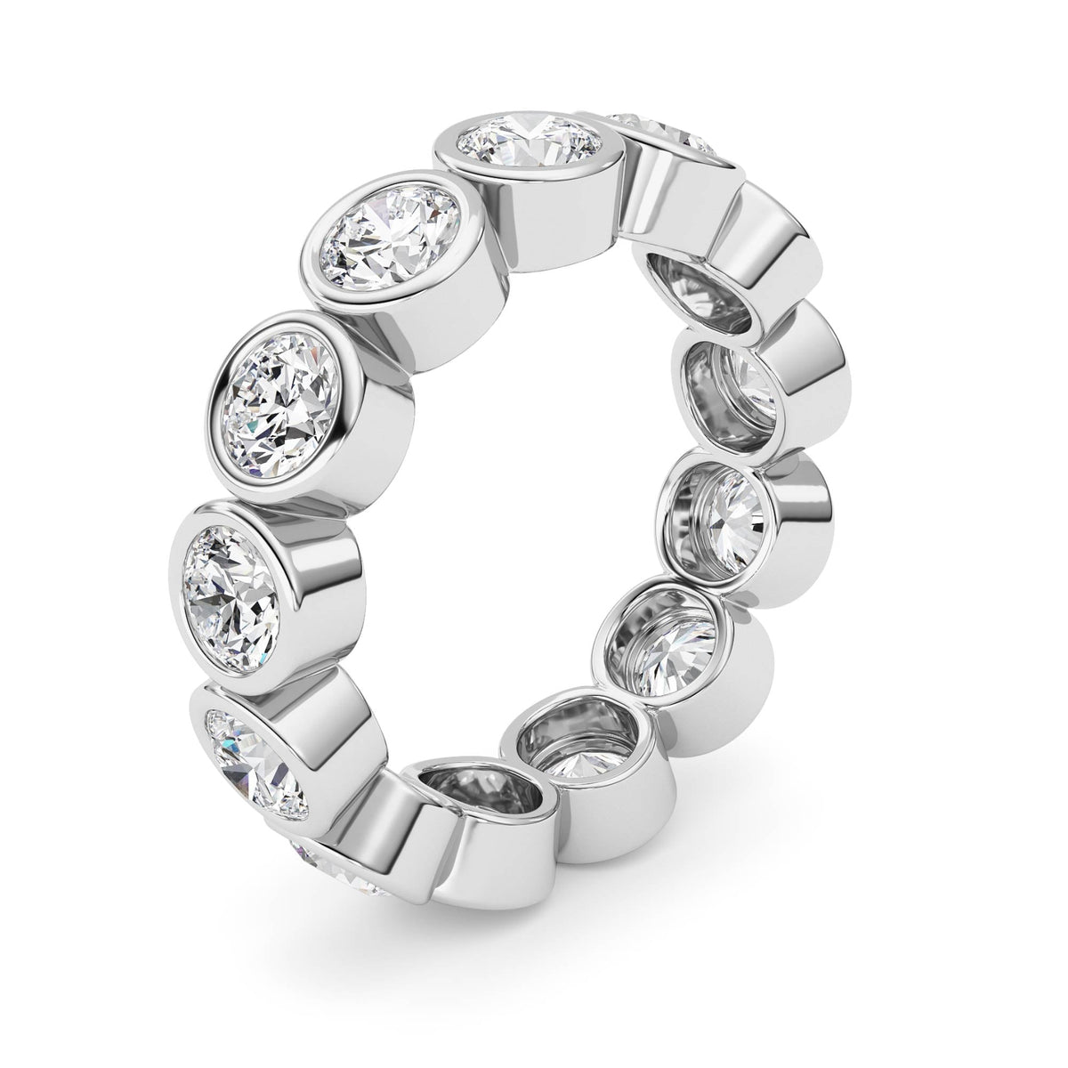 3.2CTW Round Lab-Grown Diamond Bezel Eternity Band Ring 13 Stones - Size 6