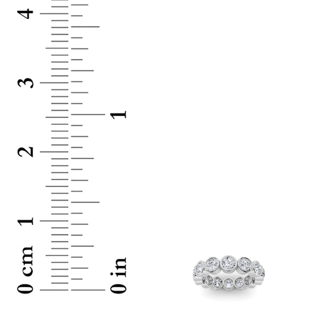 3.5CTW Round Lab-Grown Diamond Bezel Eternity Band Ring - Size 7